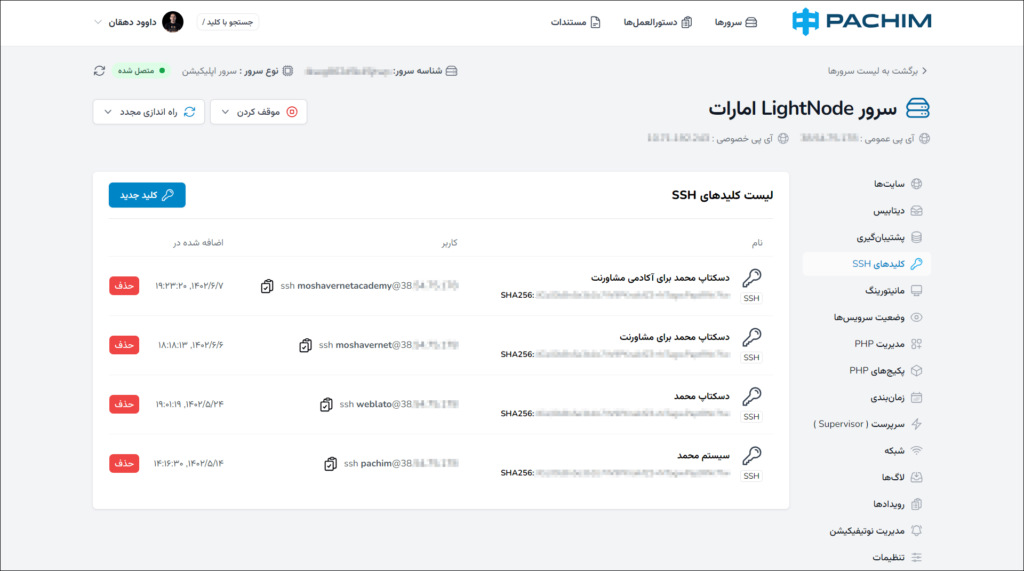 کلیدهای SSH در پچیم