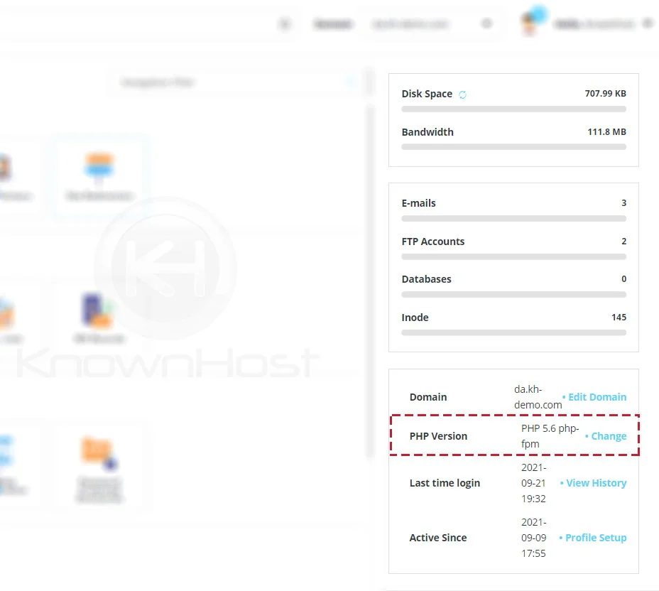 تغییر نسخه PHP